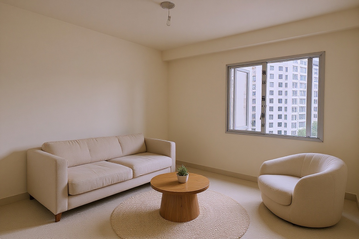 Cream rental bedroom